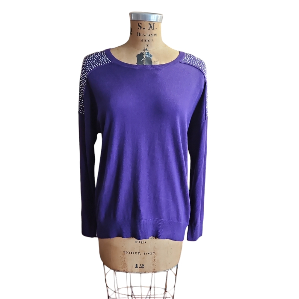 Michael Michael Kors purple long sleeve shirt, sweater silver studs on shoulders
